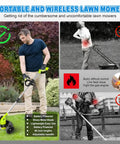 Man using Cordless Weed Wacker 12V Battery Powered With 65 Inch Adjustable Pole Lightweight 3.72 Lb Grass Trimmer outdoors