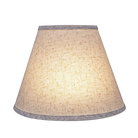 Transitional Empire Lamp Shade In Flaxen Linen With Tattersail Pattern, UNO Slip Fitter, Brass Fitter, front view