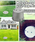 Hella Durable Ten Inch Underground Electrical Junction Box With Easy Remove Lid For Outdoor Wire Splices And In Ground Circuit Connections Built Tough Solid Polyethylene installed in grass.