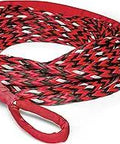 Spydura Nightline Reflective Synthetic Winch Cable Rope Extension with loop ends, beefy 3/8 inch diameter, 50 feet long, red-black weave