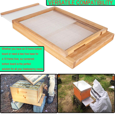 Screened Bottom Board For Beehives, 10 Frame With Entrance Reducer, Solid Wood Beehive Bottom Board in outdoor use