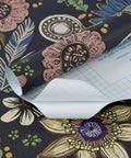 Slay Your Walls With This Dope Blue Boho Wallpaper Peel And Stick Vintage Floral Pattern Removable Self Adhesive Vinyl Roll For Bedroom Bathroom DIY Refresh Smooth Operator Vibes Upgrade Game, showing floral design and adhesive backing.