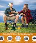 Couple using lightweight propane camping stove with adjustable burner 10000 BTU for outdoor cooking.