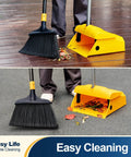 Commercial Dustpan With Windproof Cover For Indoor Outdoor Cleanup In Courtyard Garage Lobby Mall Market Floor Home Kitchen Office Pet Hair Garbage Heavy Duty Cleaning Tool For Quick Big Jobs used with broom for leaf collection