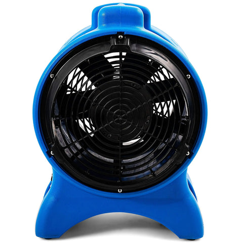 Front view of 1 HP Industrial Heavy Duty Pro Grade Axial Blower 3000 CFM 12 Inch Ventilation Fan with stackable roto mold housing