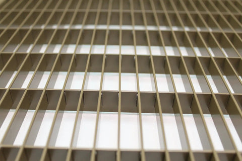 Close-up of 8 By 30 Floor Grille With Fixed Blades Brown Finish, Heavy Duty Reinforced Steel Floor Air Vent Cover For 8 By 30 Duct Openings.
