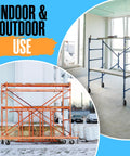 Heavy Duty Scaffolding Wheels With Swivel Stem Mount And Dual Lock Brakes For Smooth Riding On Tough Job Sites displayed on indoor and outdoor scaffolding.