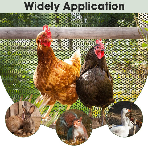 Plastic Chicken Wire Fence Mesh 15.7 In By 16.4 Ft Black Hexagonal Tough Netting 0.35 In Mesh For Poultry Rabbits Dogs