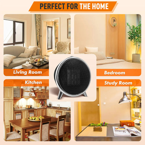 Vintage Inspired Ceramic Space Heater That Cranks Up The Warmth Fast, 1500W Portable Desktop Electric Heater in home settings