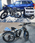 6000W Peak Dual Motor Fat Tire Electric Bike for Adults with 52V 32Ah Battery, 26 Inch Fat Tires in Blue and Black