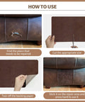 Instructions for using Self-Adhesive Leather Repair Patch 8x11 Inch Peel and Stick for Sofas, cut, peel, and stick process