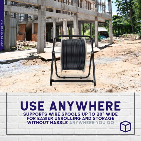 Heavy Duty Wire Spool Rack And Cable Caddy In Black No Fuss Durable Steel Spool Holder at construction site