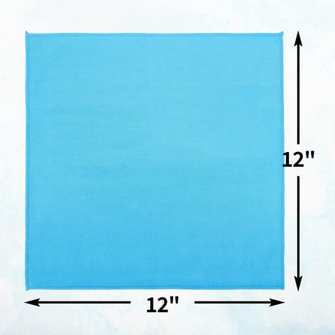Square blue 12x12 inch cloth, part of Ultra Soft Microfiber Glass Cleaning Cloths 12 Pack Streak Free No Lint Wipes For Glasses