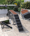 Wooden Dog Agility Ramp With Safety Bar And Non Slip Surface for Backyard Park, dual color visibility, 35° slope, gray.