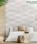 Peel And Stick Wall Planks White Washed Oak Box Kit For No Brainer DIY Feature Wall Coverage 108 Sq Ft behind bed in bedroom setup