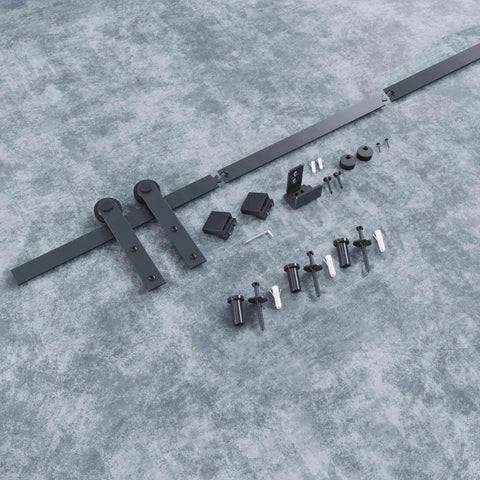 3 Ft Barn Door Track Kit For Cabinets And Closets, Single Door Fits 15 To 18 In, I Shape Hanger Hardware System displayed