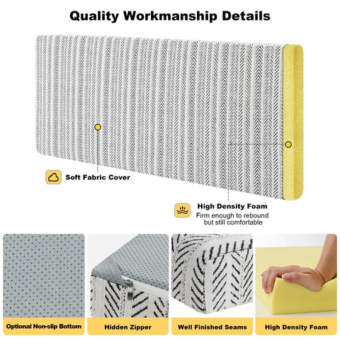 Bay Window Sill Seat Cushion Set With Weaving Chenille Texture Comfy Non Slip Foam Pads For Indoor Furniture Bench Seating