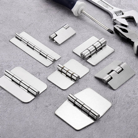 Beefy Heavy Duty Weldable Hinges Set Four Inch By One Point Two Six Inch By Zero Point Zero Six Inch Thick 304 Stainless Steel Butt Hinges Silver