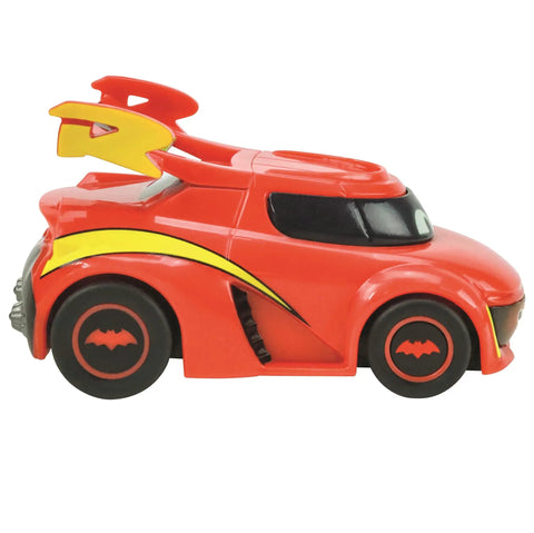 Batwheels Action Packed Slot Car Race Track With Spinners Includes Bam And RedBird Cars Battery Powered Beginner Racing Set For Kids Ages 3 And Up Totally Built For Easy Setup Easy Fun And Fast Family Play, featuring the RedBird car.