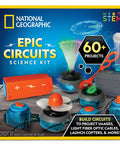 Epic Circuits Science Kit box with colorful components; Circuit Maker Electronics Science Kit For Kids With Sixty Hands On Projects Build Real Electrical Circuits And Learn Electricity And Engineering Skills Through Fun STEM Activities Kid Friendly Learning That Feels Totally Cool