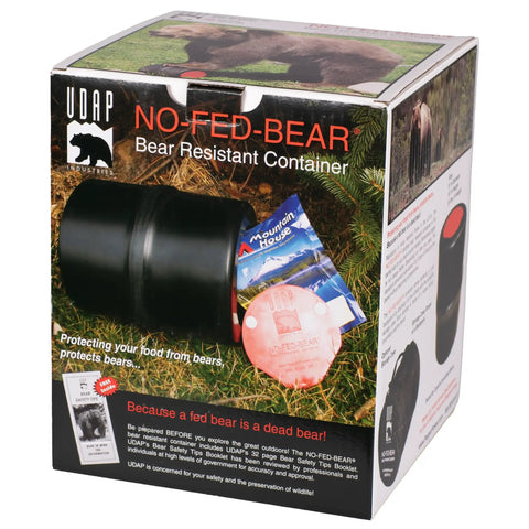 Box of Bear-Resistant Food Canister For Backpacking And Camping In Bear Country IGBC Approved Bear-Proof Container with food supplies