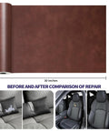 Self Adhesive Leather Repair Patch Tape Kit For Furniture Couch Sofa And Car Seats Straight Up Fixes Tears In A Snap With No Sweat Installation Total Game Changer And Vinyl Sheets 30 By 16 Inches, showcasing 30x16 brown patch roll.