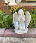 Watching Over Us Praying Angel Solar Garden Light LED Outdoor Decor For Home Patio And Yard, angel statue on brick ledge