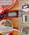 Instant Read Meat Thermometer With Magnetic Back And Bottle Opener, Waterproof Folding Probe For Grill, BBQ, and Cooking