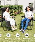 Zero Gravity Outdoor Lounge Chairs Set of 2 With Cup Holders and Removable Pillows, Adjustable Folding Recliners on lawn