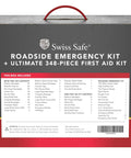 Packaging for Roadside Ready 12-Foot Heavy Duty Jumper Cables And 378-Piece Car First Aid Kit Roadside Emergency Kit