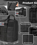 Front view of black IFAK trauma kit with MOLLE bag, tourniquet, and 4-inch Israeli bandage
