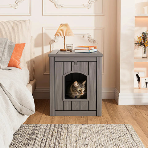 Indoor Waterproof Litter Box Enclosure For Cats as side table with weatherproof design in living room