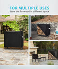 Heavy Duty Four Foot Indoor Outdoor Firewood Storage Rack With Weatherproof Zippered Cover And Sturdy Steel Log Stand