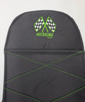 Close-up of Go Kart Seat Pad Set For Adults With 1/2 Inch Foam, Velcro Attachment, featuring black and lime green camo design.