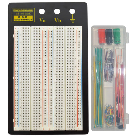 1,660 Tie Point Solderless Breadboard Kit With Sturdy Metal Backing And 3 Binding Posts, Includes 140 Piece Jumper Wire Set