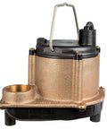 Badass 115 Volt Cast Bronze Submersible Sump Pump with metallic bronze exterior and black components for manual dewatering.