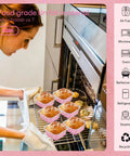 Heavy Duty Square Aluminum Foil Cake Pans 50 Pack Hot Pink 10oz in oven with baked goods being removed.