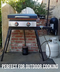 Outdoor grill setup with 8Ft Propane Hose Adapter With Gauge 1Lb To 20Lb Tank Conversion Hose For Propane Grills And Heaters
