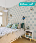 Bedroom with Fern Wall Stencil Set 2 Pack 17 By 22.5 Inches for Painting Large Patterns, creating a modern wallpaper look on accent wall.