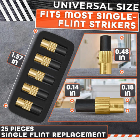 25 Pcs Striker Flint Replacements For Grills Stoves And Torches, 0.14 In Diameter Steel Flint Replacement Set with Measurements