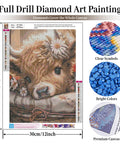 Highland Cow Themed 5D Diamond Painting Kit For Adults, Easy And Fun Round Gem Art, 12x16 Inches, detailed view of canvas and gems