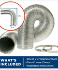 Premium 5 Layer Aluminum Dryer Duct 4 Inch 8 Foot Fire Resistant And Crush Resistant Insulated Dryer Vent Hose with clamps