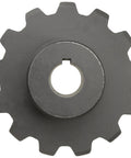 Heavy Duty Single Strand Sprocket With Type C Hub Cut For 78 Chain Size Carrying 14 Teeth And A 2.438 Inch Bore Diameter, top view.