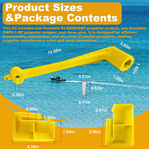 Floating Prop Wrench And Prop Stop Kit For All Outboard And Stern Drive Boats, 1-1/16 Inch Polymer Tool dimensions image