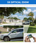 5X optical zoom feature of Boss Level 4K Security Camera System with a view of cars and homes in clear detail.