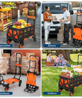 2-In-1 Folding Hand Truck Dolly With 330 Lb Capacity, Convert From Two-Wheel Dolly To Four-Wheel Flatbed Cart In Seconds, Heavy-Duty Steel Frame, Folds Flat For Easy Storage And Fast Jobsite Hauls, shown loaded with groceries.