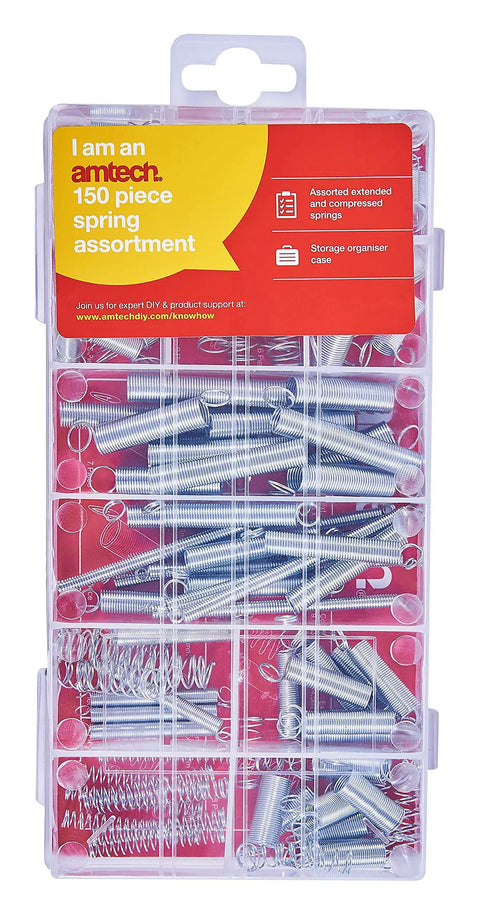 Metal Spring Assortment Kit With Compression And Extension Springs, 150 Piece Set, Includes Durable Storage Case close-up