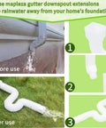 Flexible Downspout Extender For Rain Gutters Extendable From 21 To 60 Inches White 1 Pack installed and uninstalled view