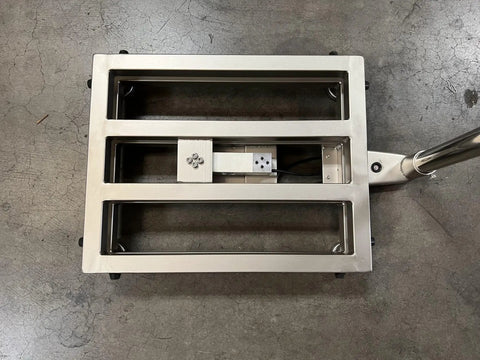 Heavy Duty Floor Scale With 18 Inch Platform And 300 Pound Capacity Washdown Waterproof Build For Shop Crews Ntep Certified top view of stainless steel platform with digital indicator.
