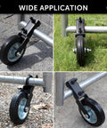 6 Inch Heavy Duty Metal Gate Caster For 1 5 Eighths To 2 Inch Frame shown on chain link fences in outdoor settings